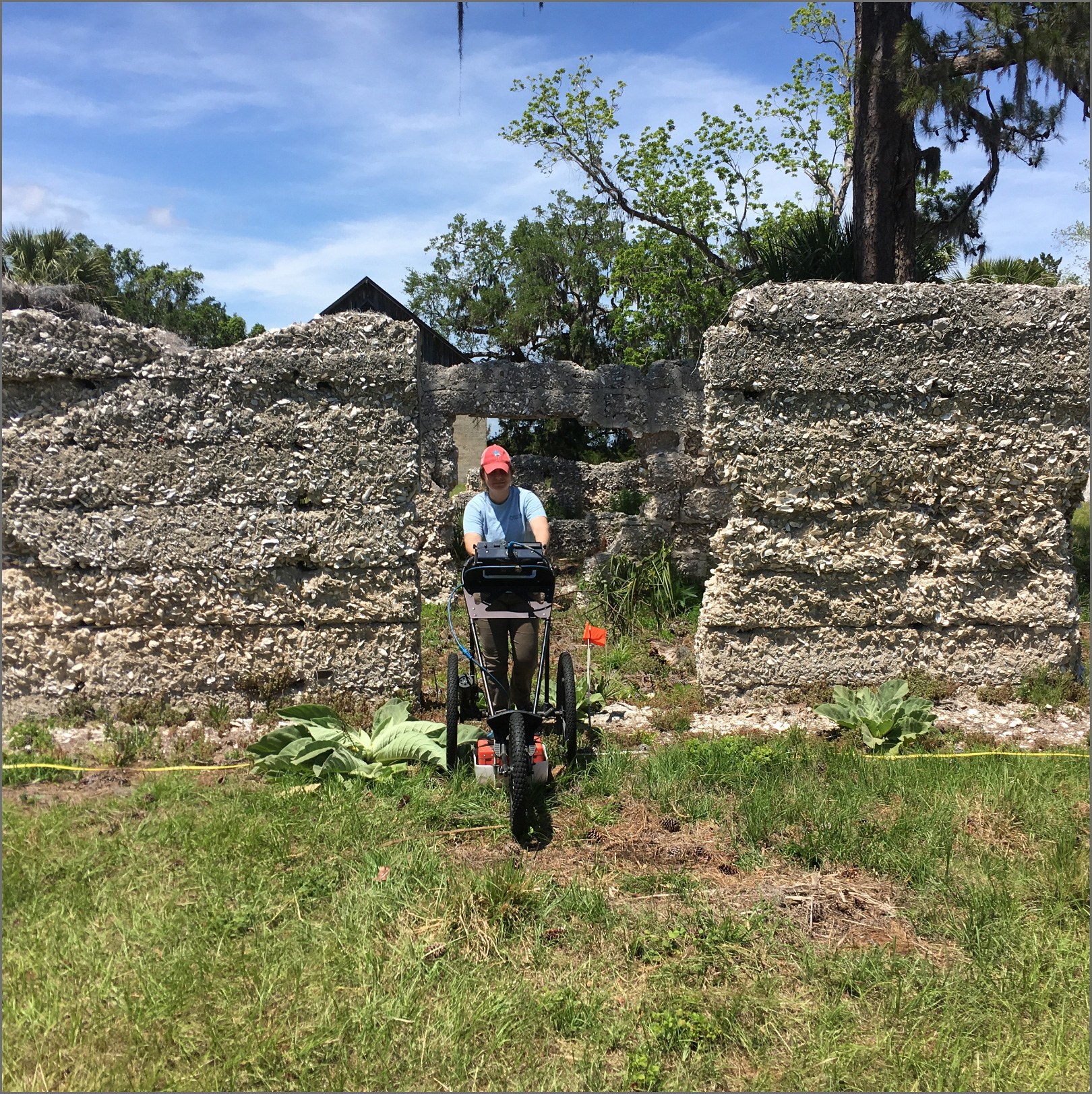 A New South team member using ground penetrating radar